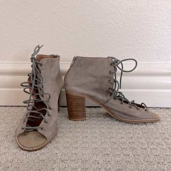 Jeffrey Campbell Taupe CORS Lace Up Open Toe Heels - Picture 3 of 10